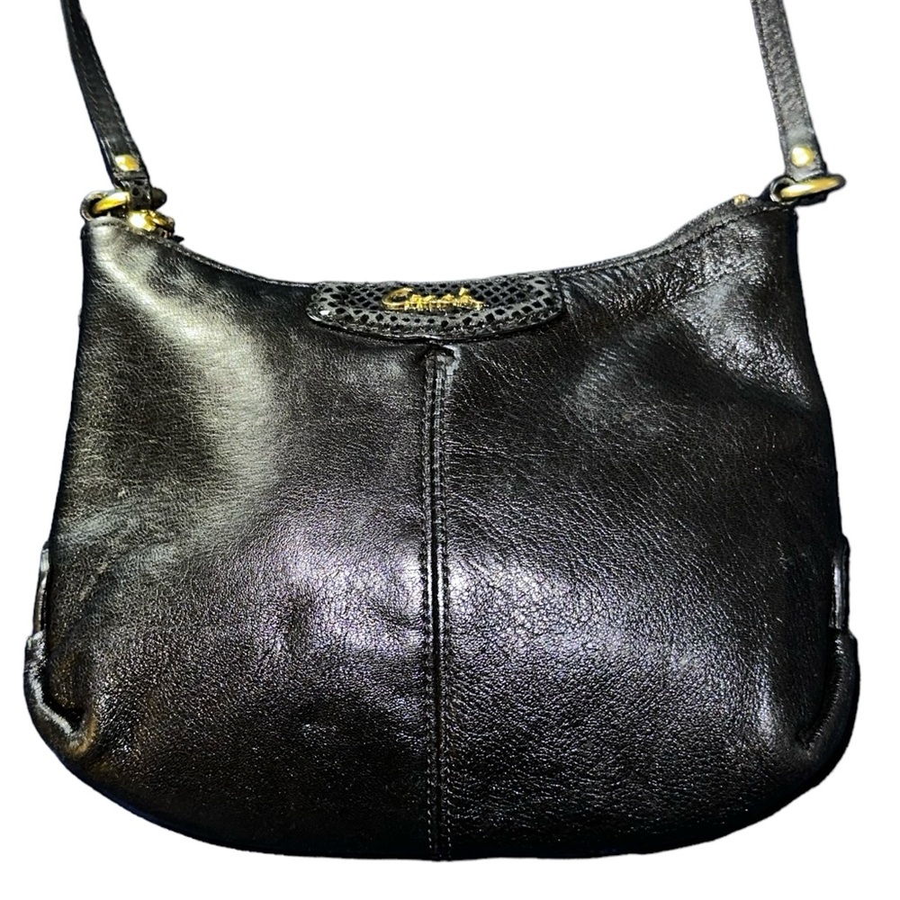 Coach Ashley Python, Pleated Black Leather Swingp… - image 1